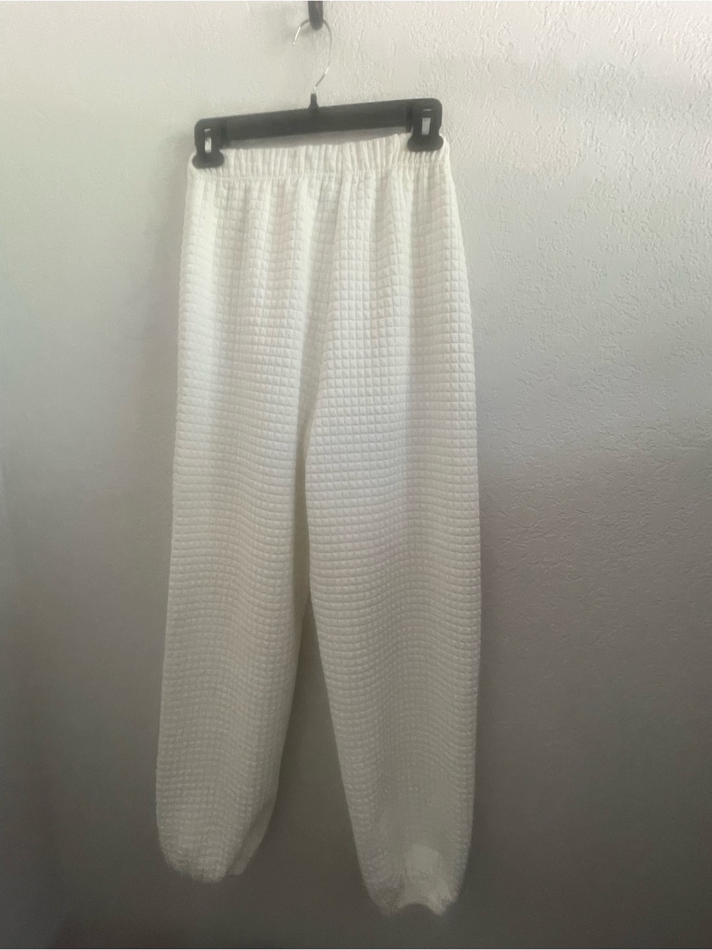 Princess Polly White Waffle Knit Joggers